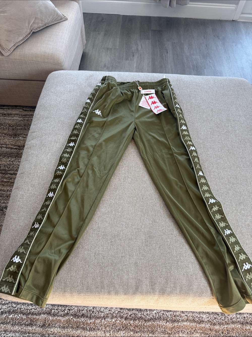 Kappa Men's Olive Green Logo Tape Joggers